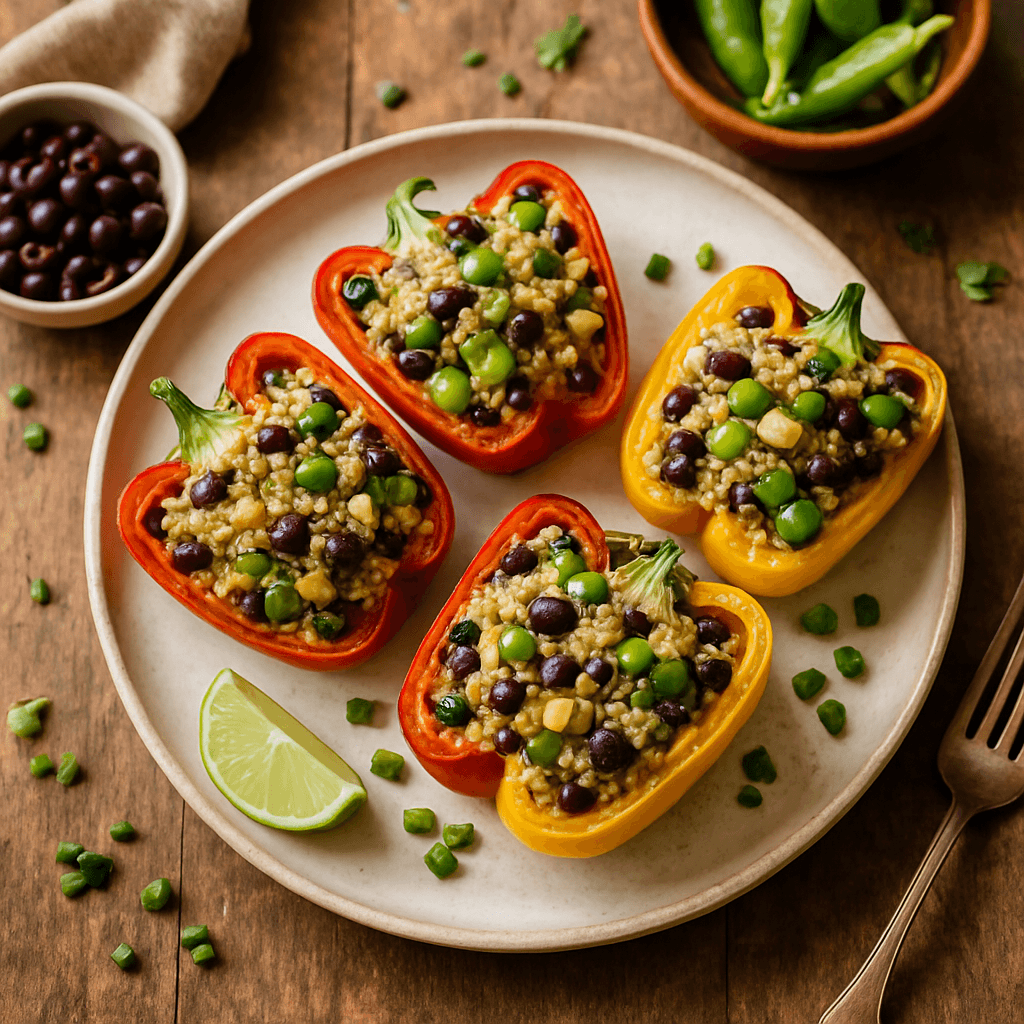 Gevulde Paprika's met Quinoa en Zwarte Bonen uit de Airfryer
