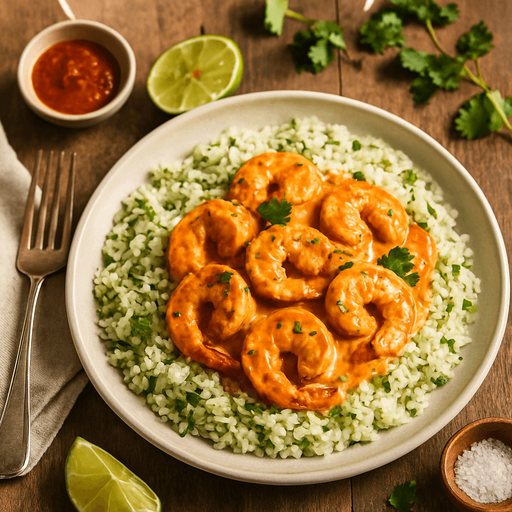 Romige Chipotle Garnalen met Cilantro-Limoen Rijst