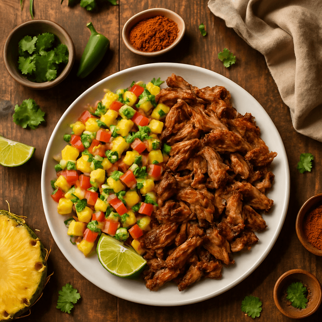 Slow-Cooked Pork Carnitas with Fresh Pineapple Salsa