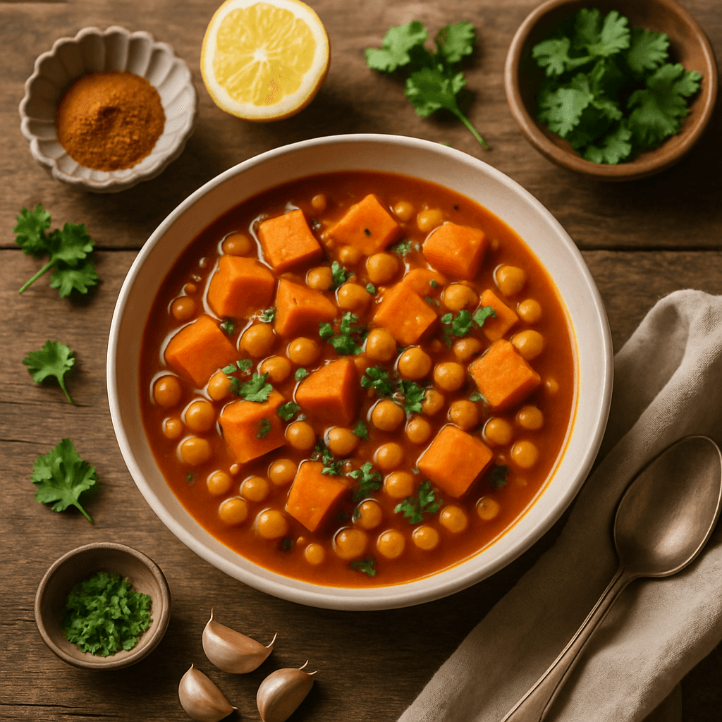 Moroccan Chickpea and Sweet Potato Stew with Warm Spices